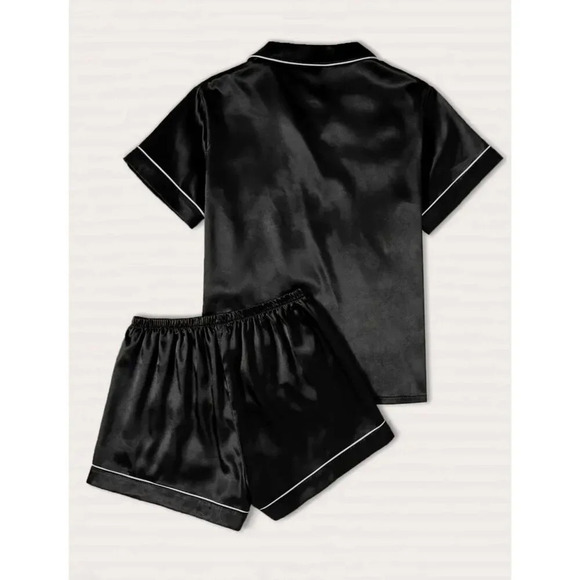 Black Satin Pajama Set - Size 12 - Picture 2 of 7